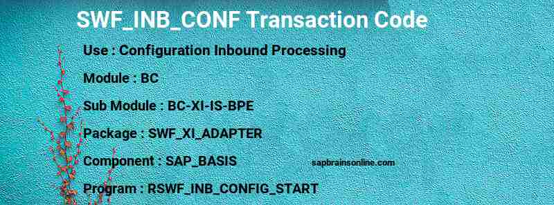 SAP SWF_INB_CONF transaction code