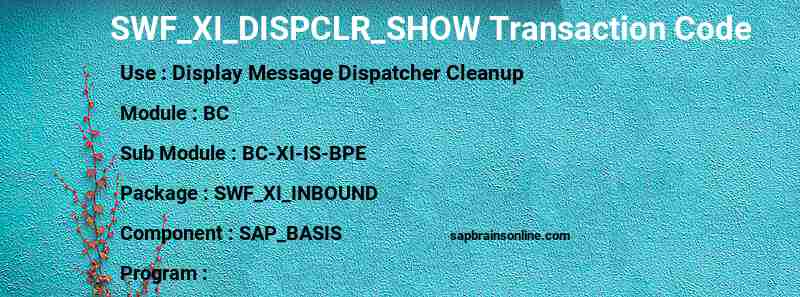 SAP SWF_XI_DISPCLR_SHOW transaction code