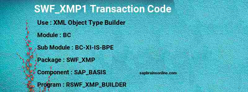 SAP SWF_XMP1 transaction code