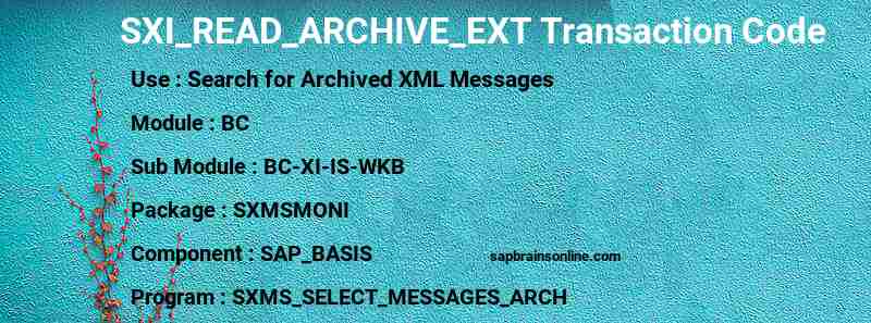 SAP SXI_READ_ARCHIVE_EXT transaction code