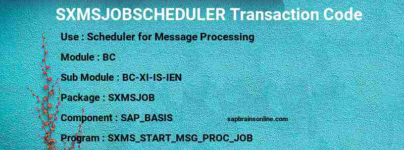 SAP SXMSJOBSCHEDULER transaction code
