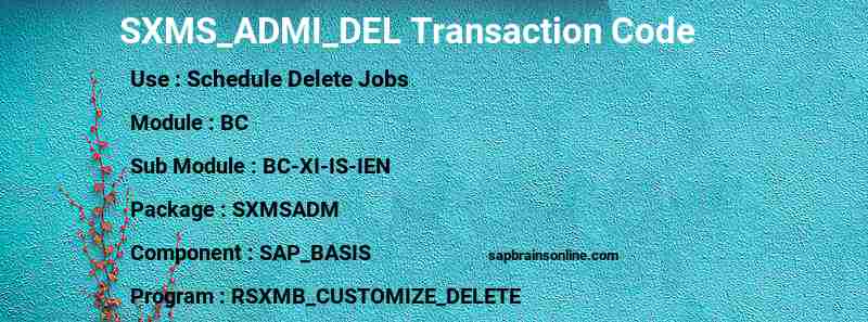 SAP SXMS_ADMI_DEL transaction code