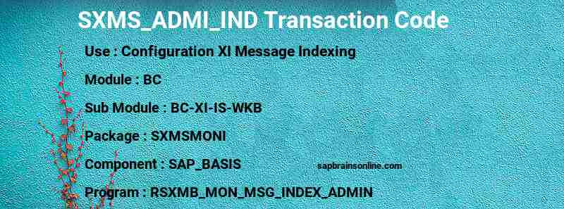 SAP SXMS_ADMI_IND transaction code
