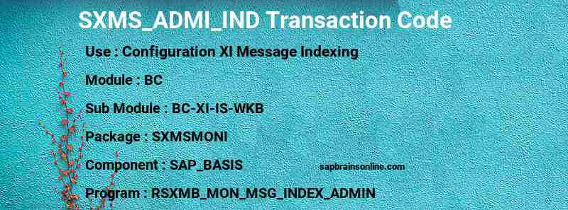 SAP SXMS_ADMI_IND transaction code