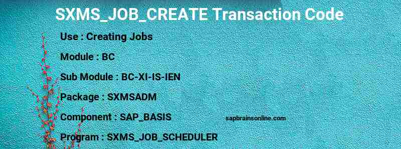 SAP SXMS_JOB_CREATE transaction code