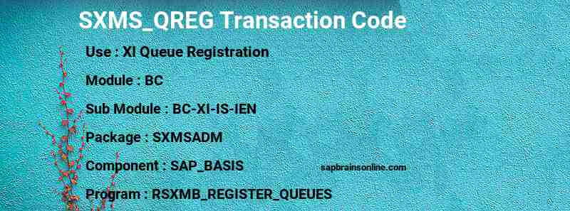 SAP SXMS_QREG transaction code