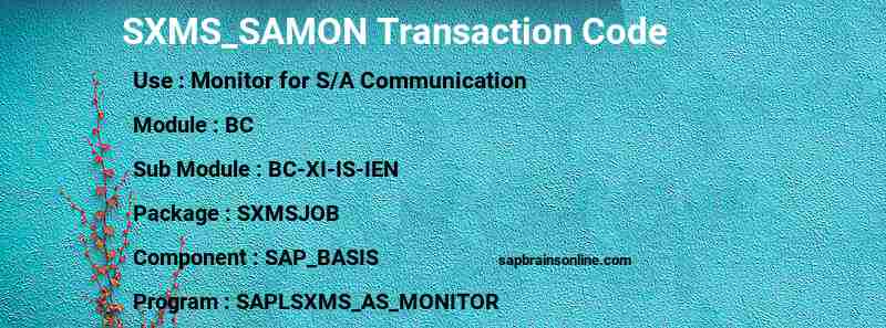 SAP SXMS_SAMON transaction code