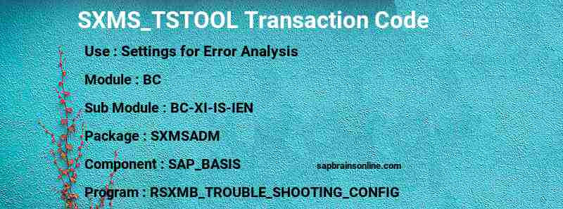 SAP SXMS_TSTOOL transaction code