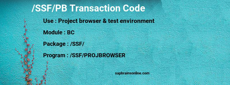 SAP /SSF/PB transaction code