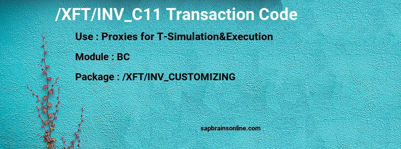SAP /XFT/INV_C11 transaction code