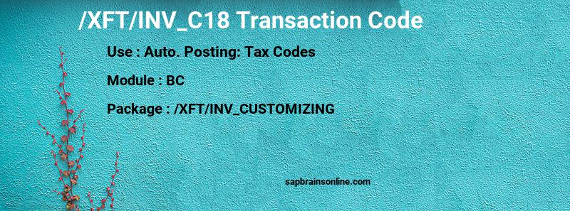 SAP /XFT/INV_C18 transaction code