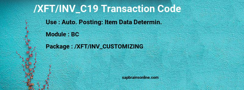 SAP /XFT/INV_C19 transaction code