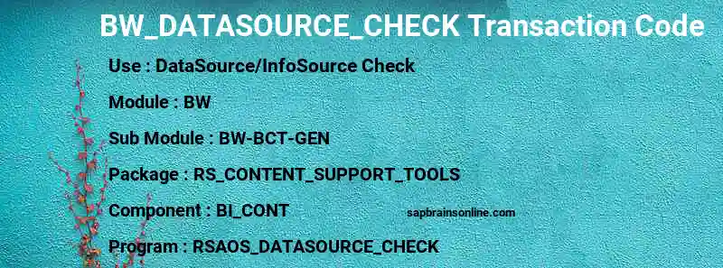 SAP BW_DATASOURCE_CHECK transaction code