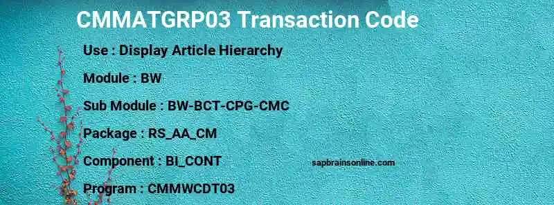 SAP CMMATGRP03 transaction code