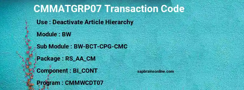 SAP CMMATGRP07 transaction code