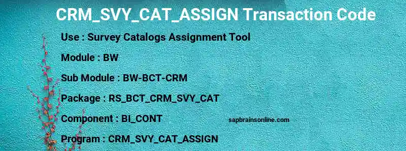 SAP CRM_SVY_CAT_ASSIGN transaction code