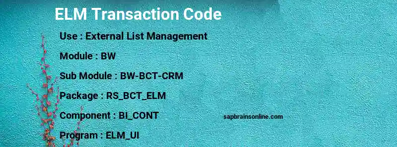 SAP ELM transaction code