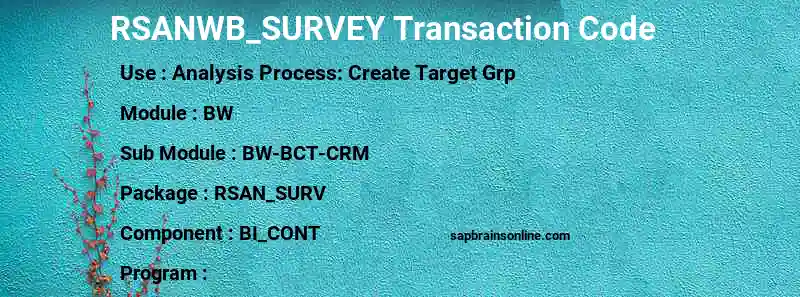 SAP RSANWB_SURVEY transaction code