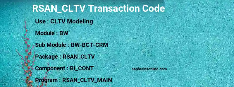 SAP RSAN_CLTV transaction code