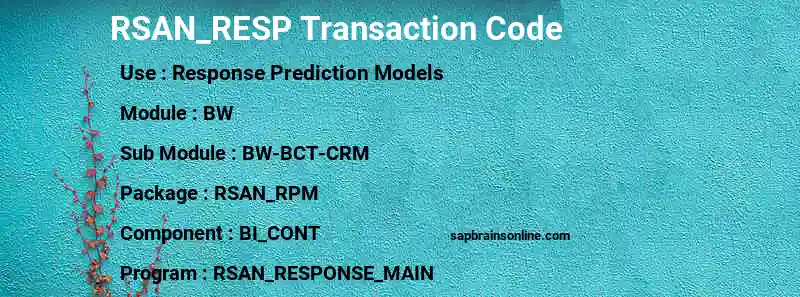 SAP RSAN_RESP transaction code