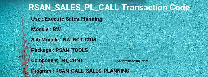 SAP RSAN_SALES_PL_CALL transaction code