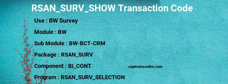 SAP RSAN_SURV_SHOW transaction code
