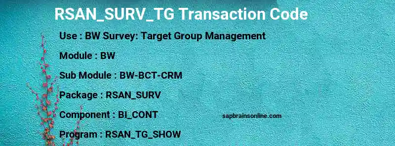 SAP RSAN_SURV_TG transaction code