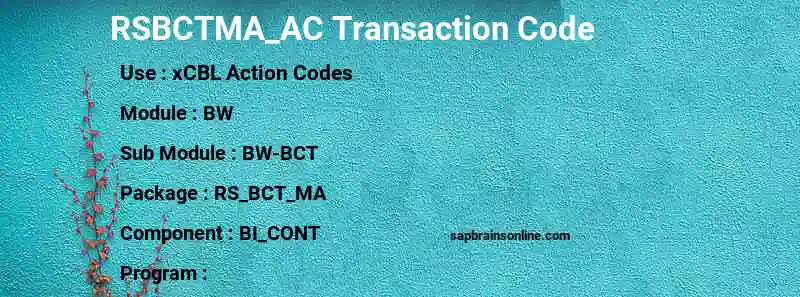 SAP RSBCTMA_AC transaction code