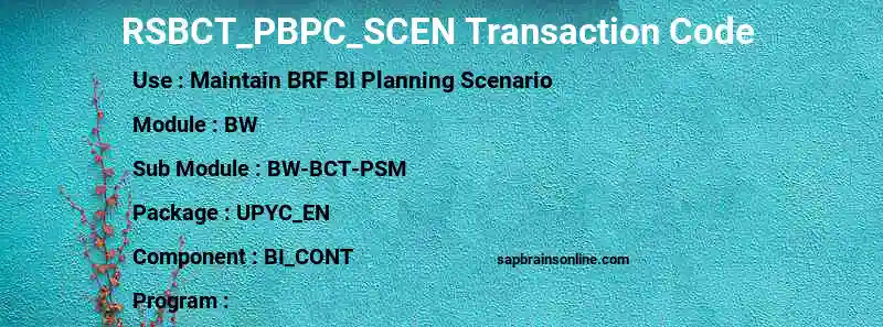 SAP RSBCT_PBPC_SCEN transaction code