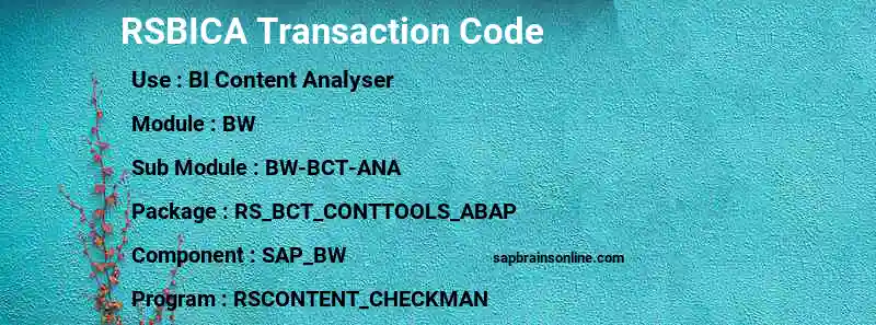 SAP RSBICA transaction code
