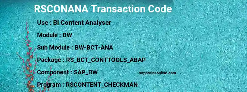 SAP RSCONANA transaction code