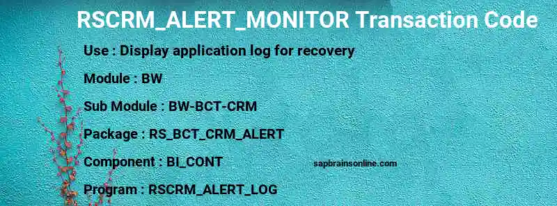 SAP RSCRM_ALERT_MONITOR transaction code