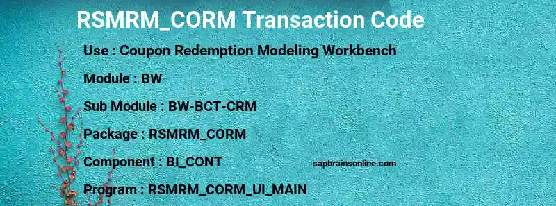SAP RSMRM_CORM transaction code