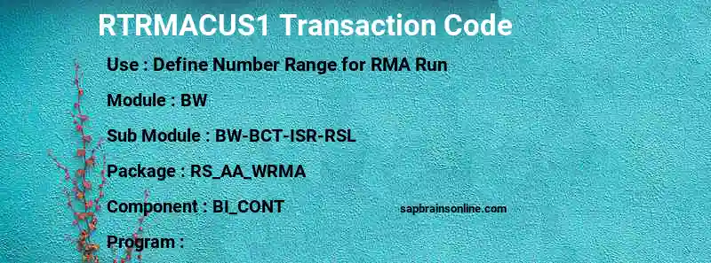 SAP RTRMACUS1 transaction code
