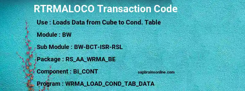 SAP RTRMALOCO transaction code