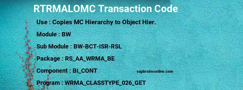 SAP RTRMALOMC transaction code