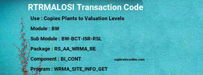 SAP RTRMALOSI transaction code