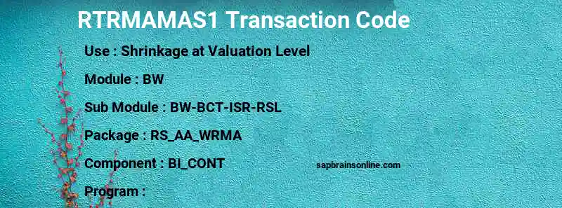 SAP RTRMAMAS1 transaction code