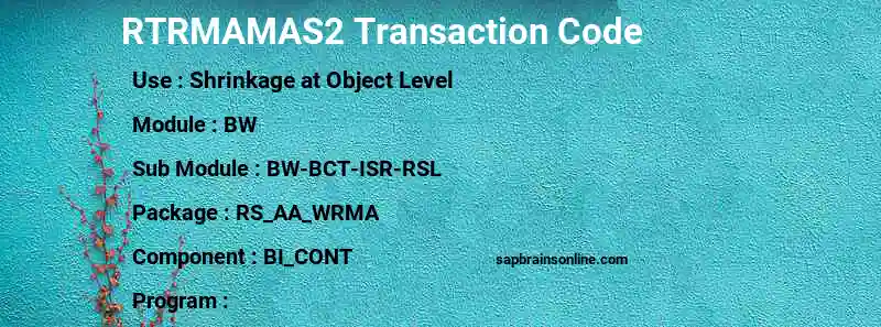 SAP RTRMAMAS2 transaction code