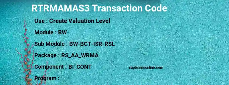 SAP RTRMAMAS3 transaction code