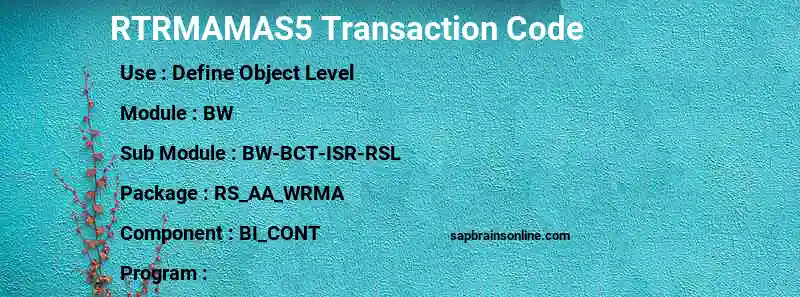 SAP RTRMAMAS5 transaction code