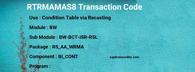 SAP RTRMAMAS8 transaction code