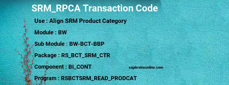 SAP SRM_RPCA transaction code