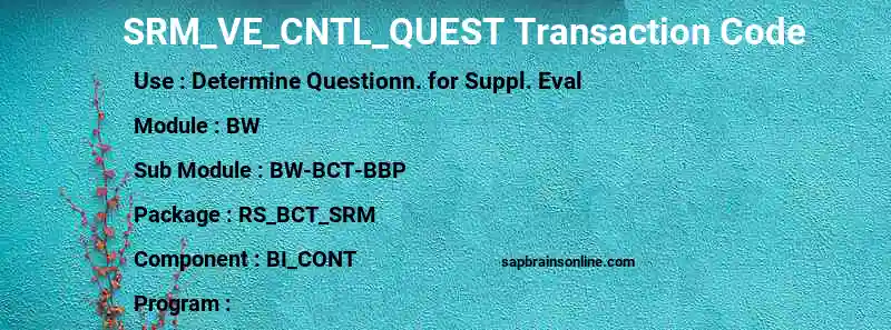 SAP SRM_VE_CNTL_QUEST transaction code