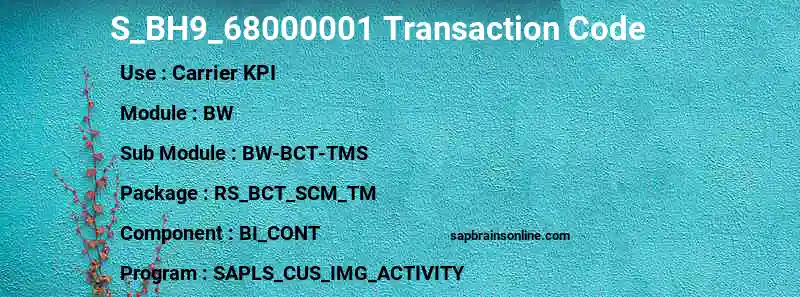SAP S_BH9_68000001 transaction code