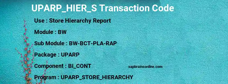 SAP UPARP_HIER_S transaction code