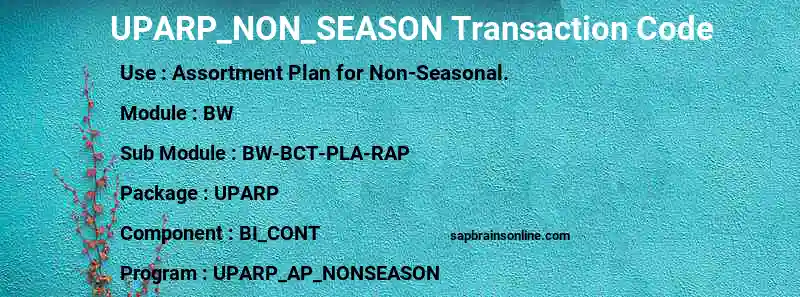 SAP UPARP_NON_SEASON transaction code