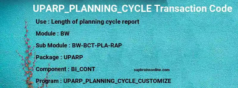 SAP UPARP_PLANNING_CYCLE transaction code