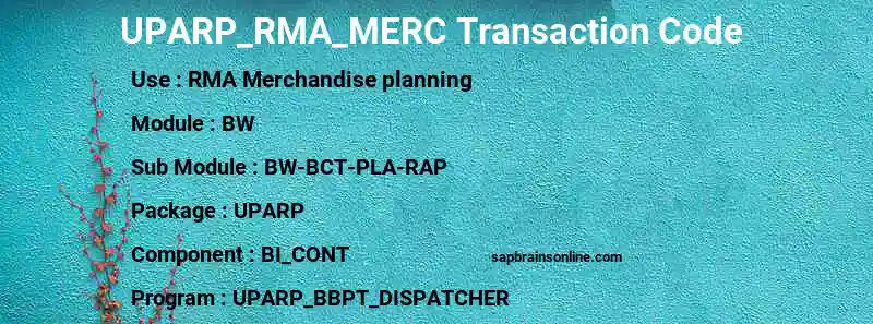 SAP UPARP_RMA_MERC transaction code