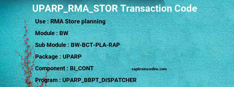 SAP UPARP_RMA_STOR transaction code